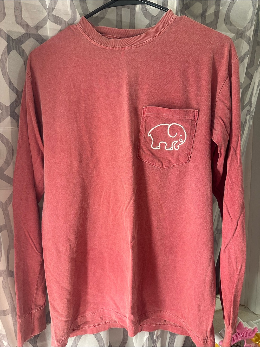 ivory ella Long Sleeve Pocket Tee in Faded Coral